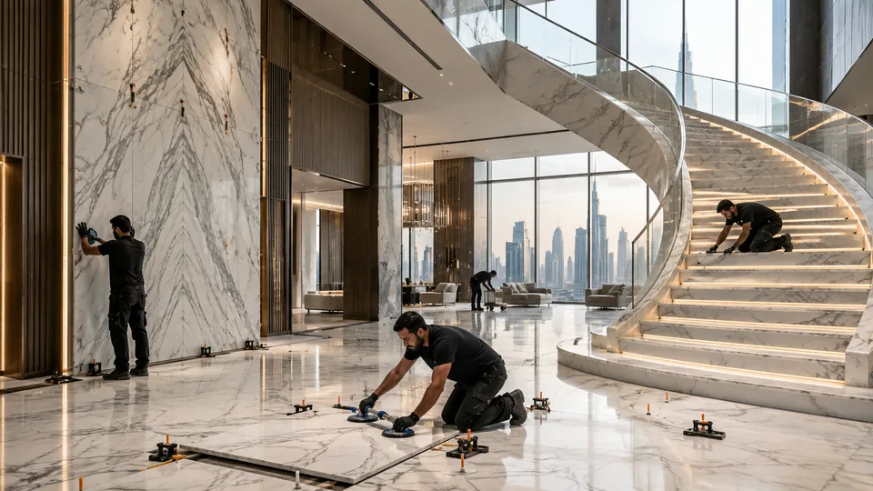 Luxury marble staircase and interior in Dubai