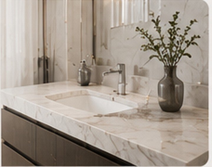Luxury natural marble vanity top in a premium bathroom